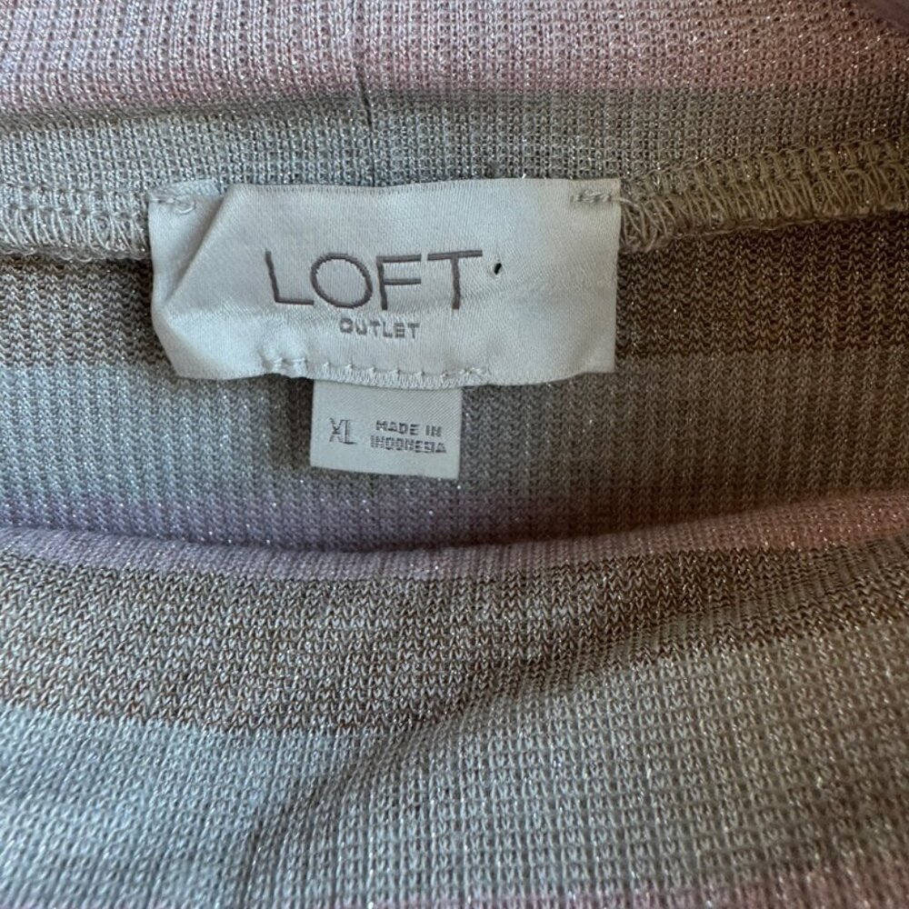 Loft Multicolor Metallic Striped Long Sleeve Pullover Sweater Women's Size XL. - Picture 3 of 8